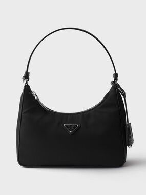 Black Nylon Prada re-edition 2005 bag with leather strap AUTHENTIC